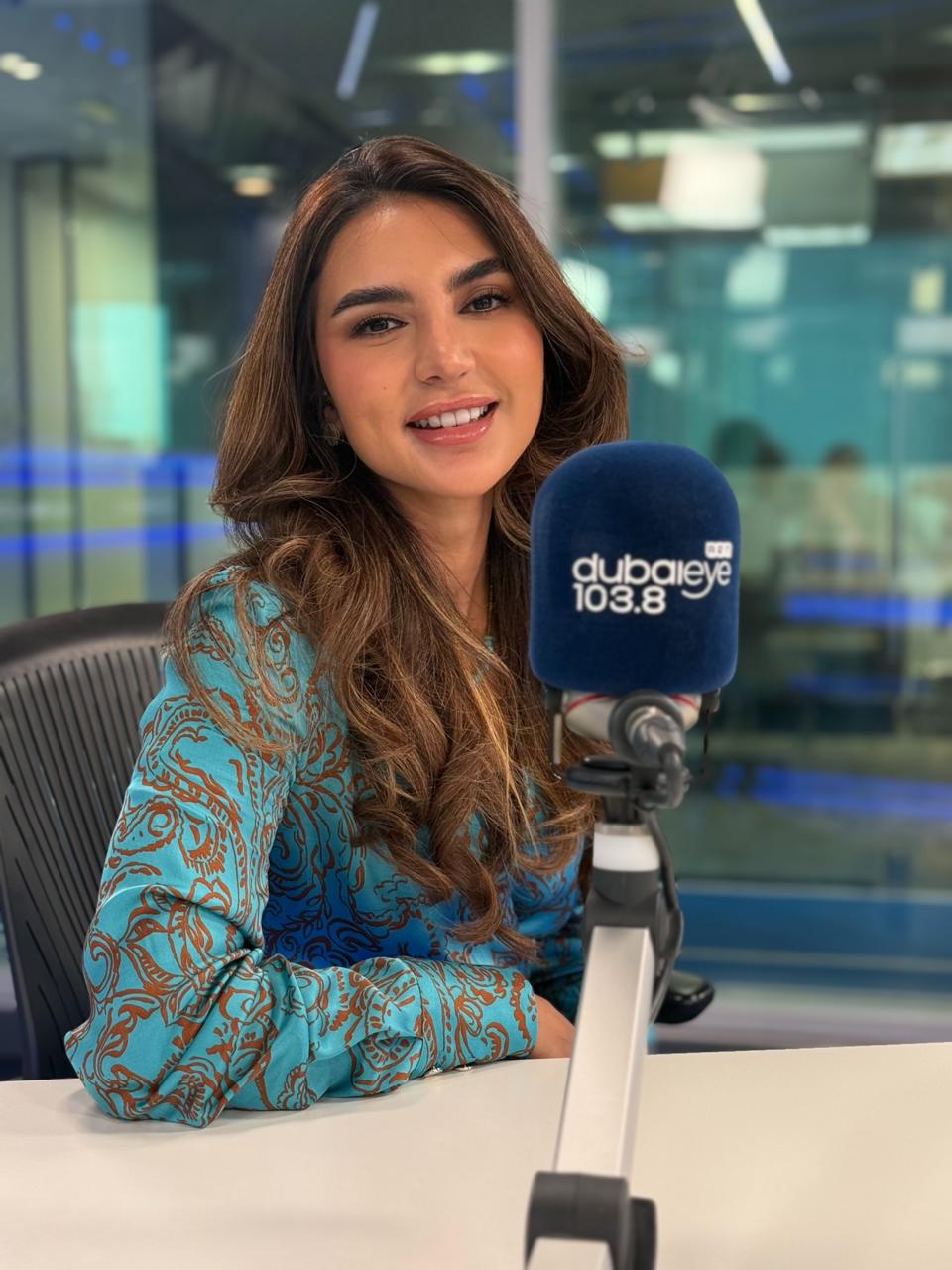 Maha Cooper at Dubai Eye 103.8 radio studio