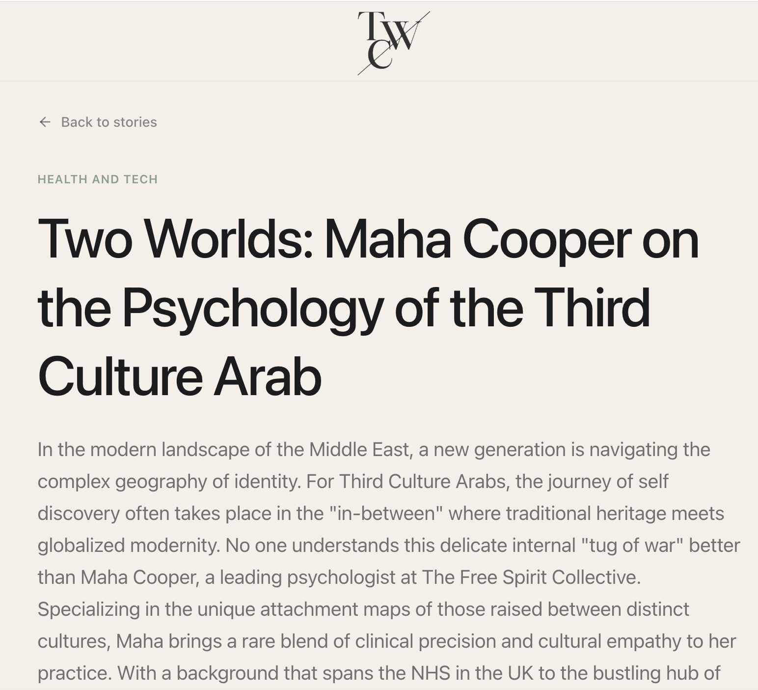The Wellness Collective feature on third-culture identity
